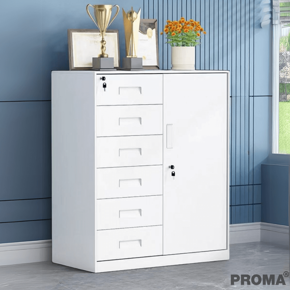 [PRE-ORDER] ตู้เก็บเอกสารสำนักงาน อเนกประสงค์ PROMA-OF09-D สีขาว